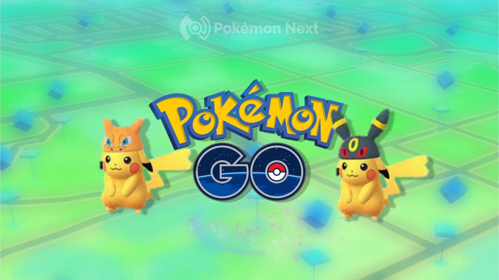 Leakkato Pikachu con i cappelli di Charizard e Umbreon su Pokémon GO!