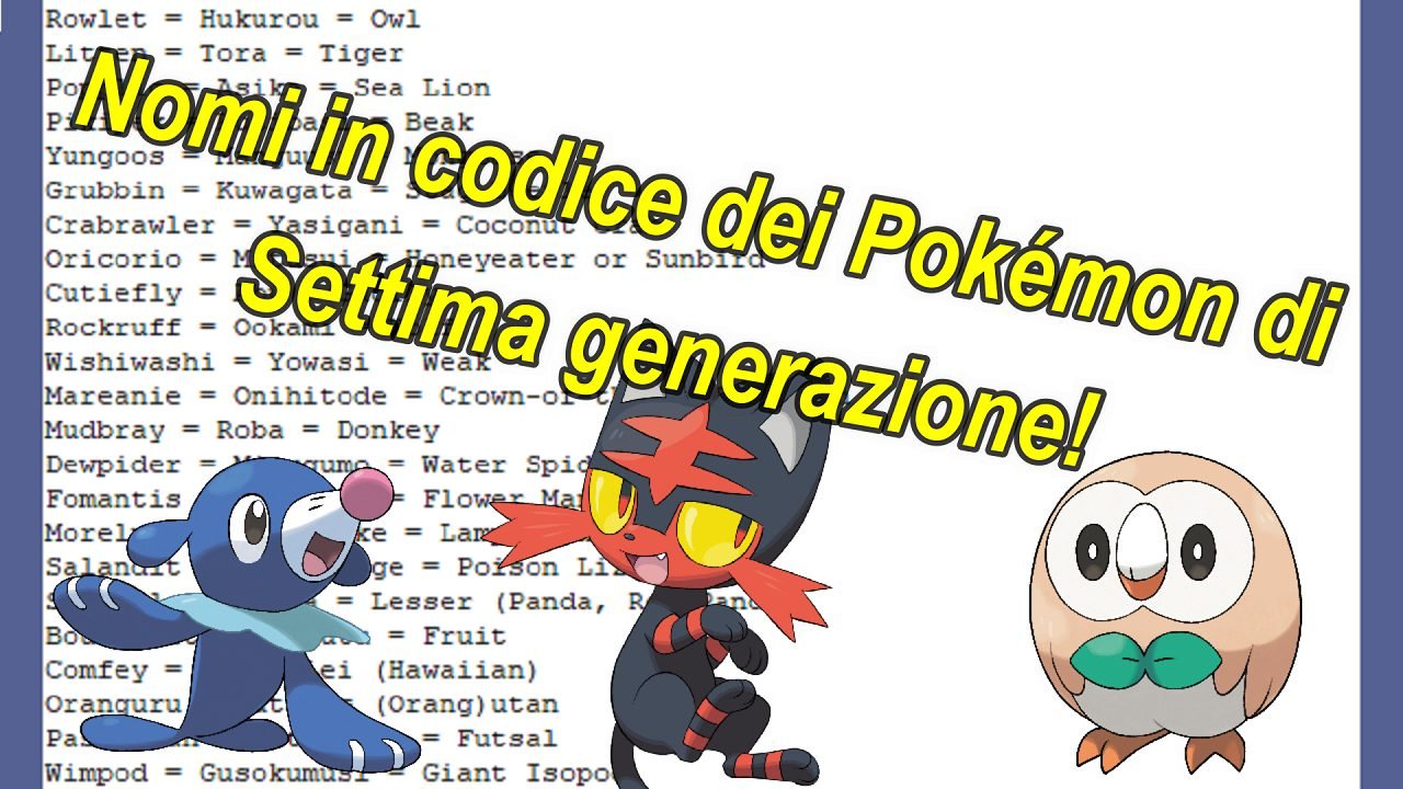 Rivelati i nomi in codice di tutti Pokémon di Alola presenti nella beta di Pokémon Ultrasole e Ultraluna!