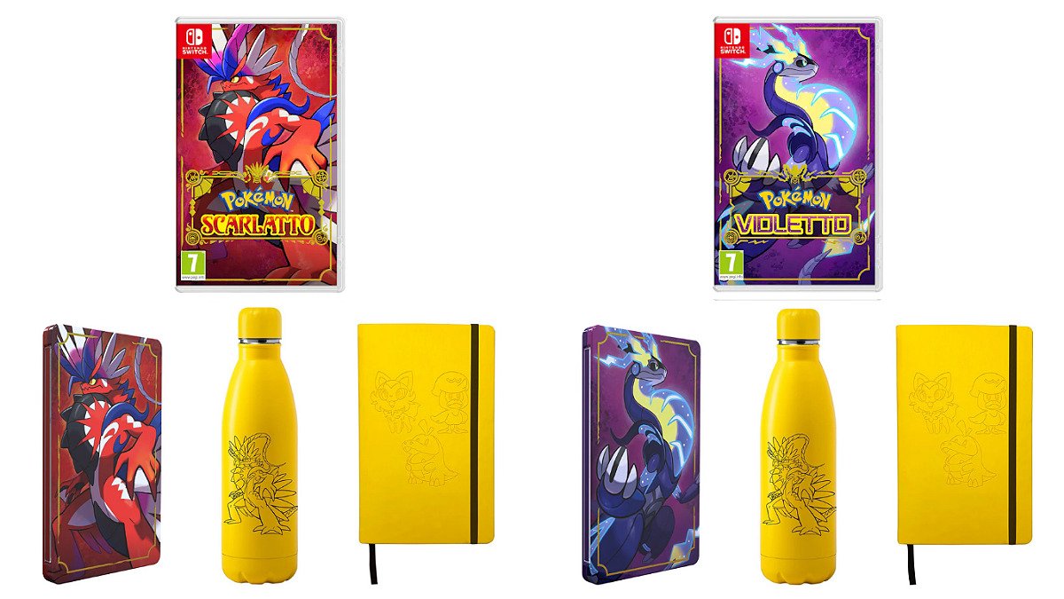 Pokémon Scarlatto e Violetto: Steelbook, borraccia e blocco appunti preordinando sul My Nintendo Store