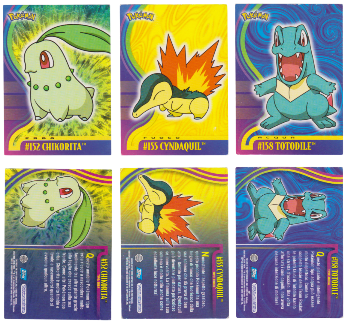 Starter di Johto fronte-retro serie 3 topps