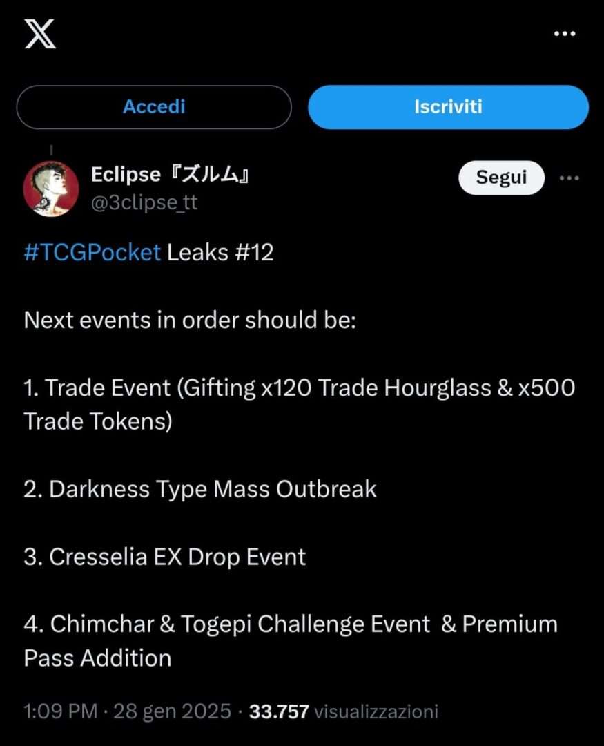 GCC Pokémon Pocket: leak degli eventi in arrivo