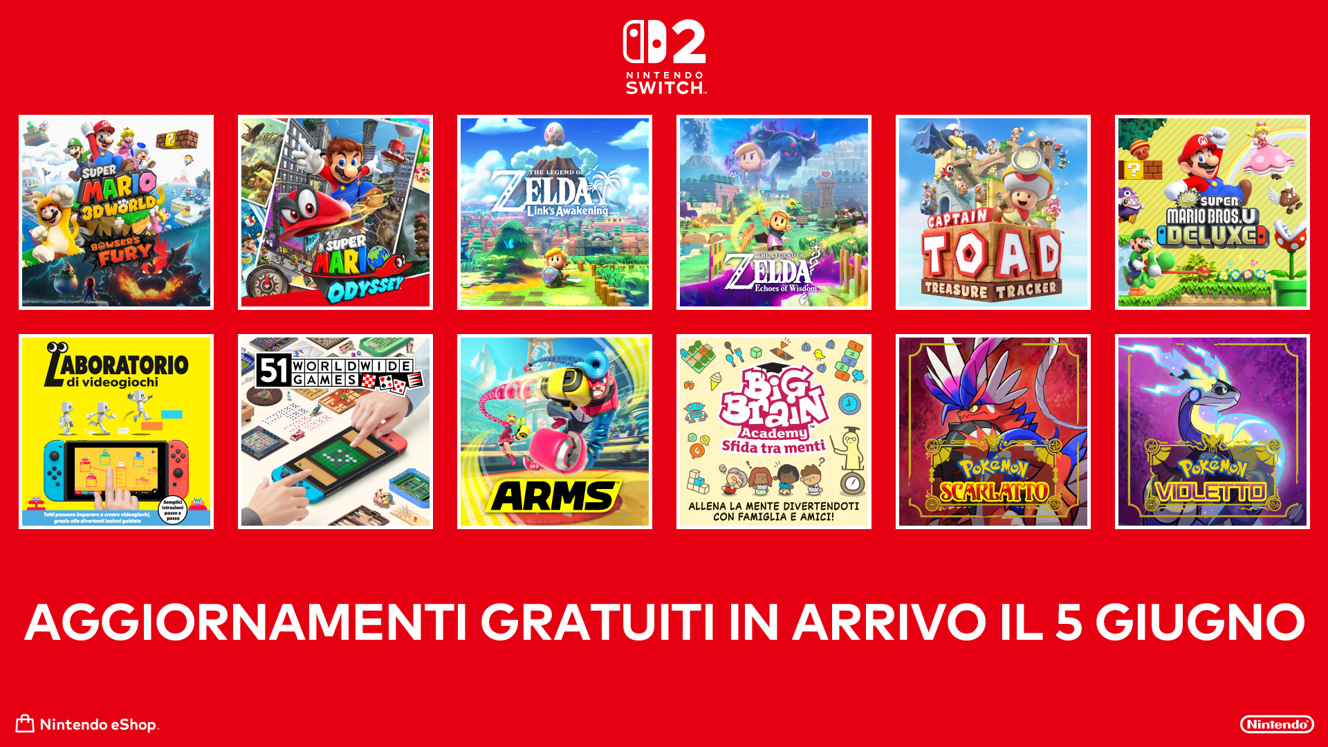 aggiornamenti gratuiti Nintendo Switch 2