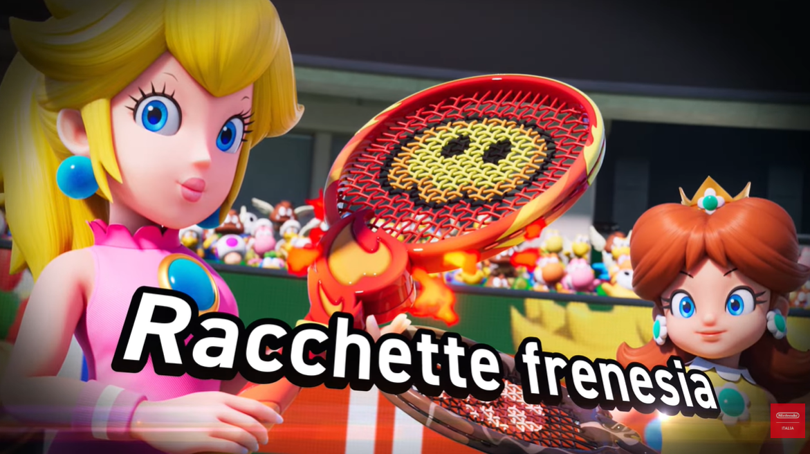 Principessa Peach e Principessa Daisy con Racchette Frenesia in Mario Tennis Fever per Nintendo Switch 2 