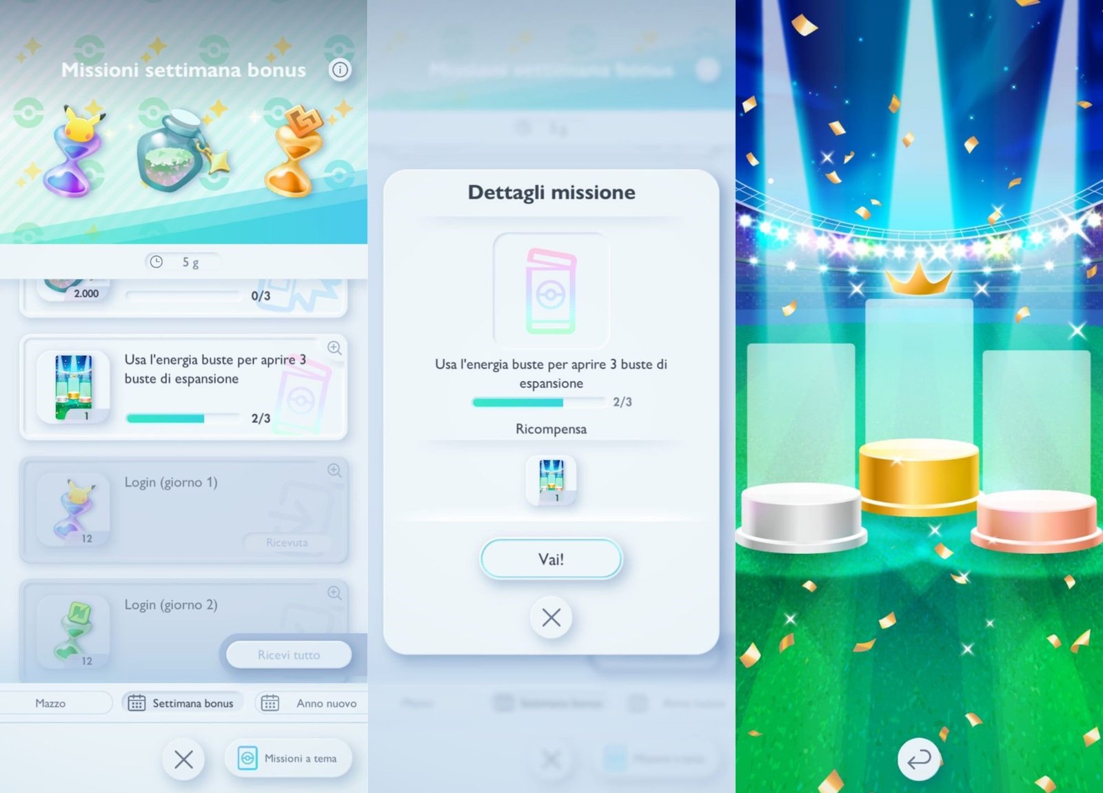 Premi per la Settimana Bonus di Pokémon TGC Pocket - Sfondo "Podio"