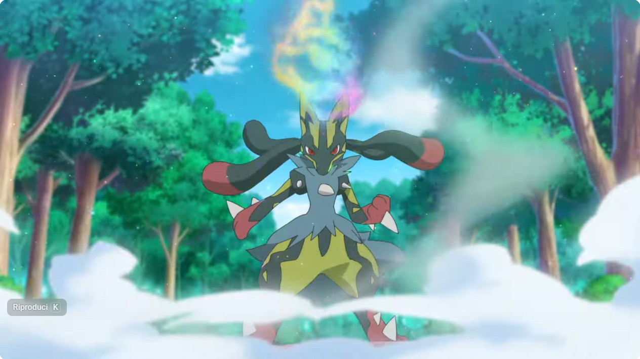 Mega Lucario giallo di Roy nella serie Orizzonti Pokémon
